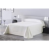 DHestia Hostelería - Colcha Cama Hotel Tejido Nido de Abeja Crudo 100% Algodón Natural. (Cama 90-180x270 cm)